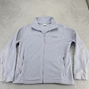 Columbia Jacket Mens XL Gray Fleece‎ Full Zip Pockets Long Sleeve Outdoors Camp